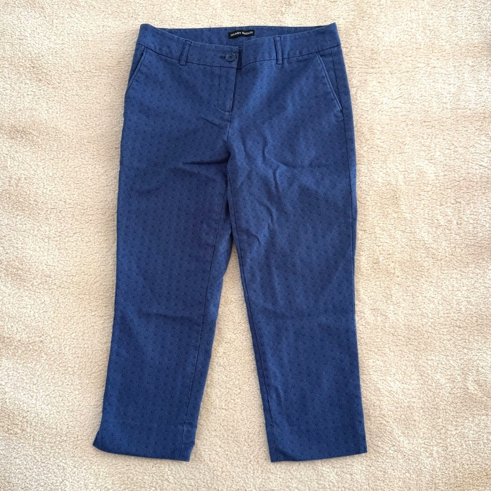 Hilary Radley‎ Blue Geometric Pattern Capri Pants Womens Cropped Trousers Size 6